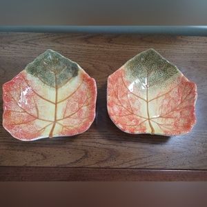 Two leaf decorative fall dishes